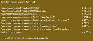 prijzen vergaderen